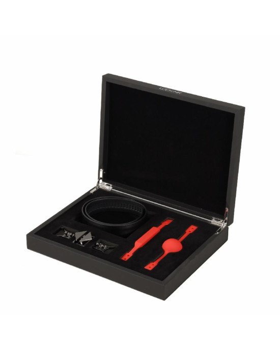 Шкіряний кляп з 2-ма насадками LOCKINK Ball-Gag & Gag-bite Set - Black Шкіряний кляп з 2-ма насадками LOCKINK Ball-Gag & Gag-bite Set - Black