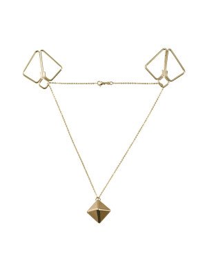 Затискачі для сосків з важкою підвіскою LOCKINK Nipple Clamps with Heavy Pendant - Golden