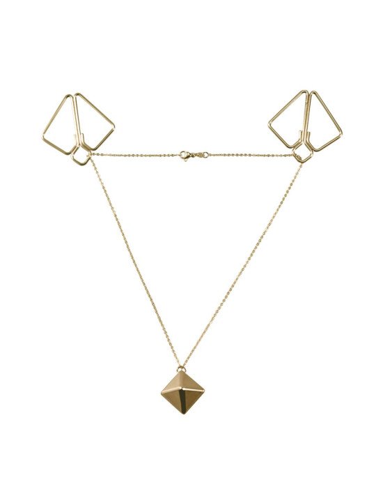 Затискачі для сосків з важкою підвіскою LOCKINK Nipple Clamps with Heavy Pendant - Golden