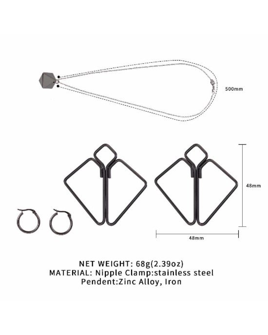 Затискачі для сосків з важкою підвіскою LOCKINK Nipple Clamps with Heavy Pendant - Grey