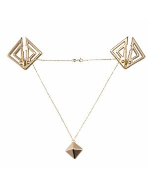 Затискачі для сосків з важкою підвіскою LOCKINK Adjustable Nipple Clamps with Heavy Pendant - Golden