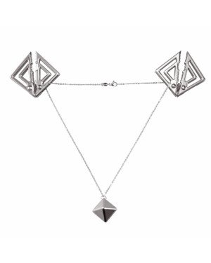 Затискачі для сосків з важкою підвіскою LOCKINK Adjustable Nipple Clamps with Heavy Pendant - Grey