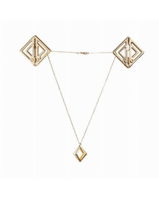 Затискачі для сосків з легкої підвіскою LOCKINK Adjustable Nipple Clamps with Light Pendant - Golden