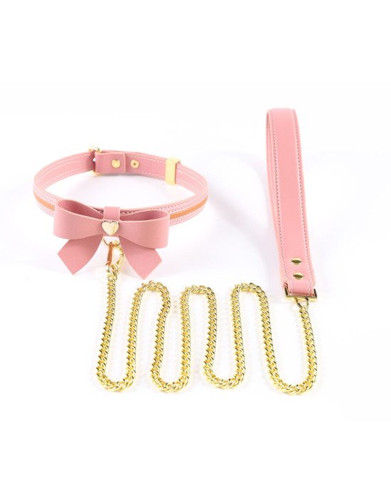 Повідець LOCKINK SEVANDA Love Heart Butterfly Leather Collar Set - Pink Повідець LOCKINK SEVANDA Love Heart Butterfly Leather Collar Set - Pink