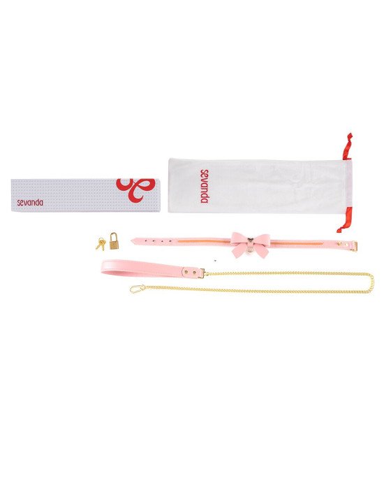 Повідець LOCKINK SEVANDA Love Heart Butterfly Leather Collar Set - Pink Повідець LOCKINK SEVANDA Love Heart Butterfly Leather Collar Set - Pink