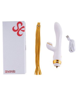 Вібратор-кролик з флогером LOCKINK SEVANDA Whip Vibrating Massage Wand - White & Golden Вібратор-кролик з флогером LOCKINK SEVANDA Whip Vibrating Massage Wand - White & Golden