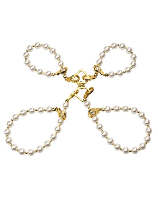Перлинний нашийник з повідцем та наручниками LOCKINK Pearl Bondage & Restraint Set Перлинний нашийник з повідцем та наручниками LOCKINK Pearl Bondage & Restraint Set
