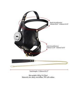Маска-збруя для орального сексу з повідцем LOCKINK SEVANDA Blowjob Head Muzzle with Leash