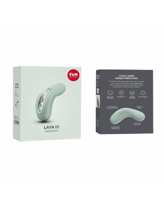 Накладний вібратор Fun Factory LAYA III sage green, ефект постукування пальцем