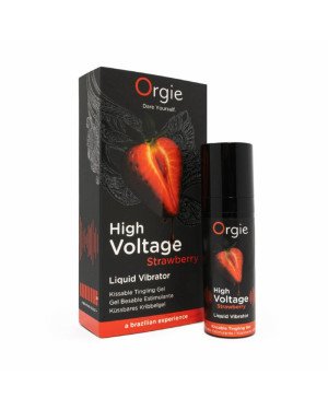 Рідкий вібратор Orgie High Voltage – Strawberry, 15 мл, ефект мурашок, дуже потужний, смак полуниці