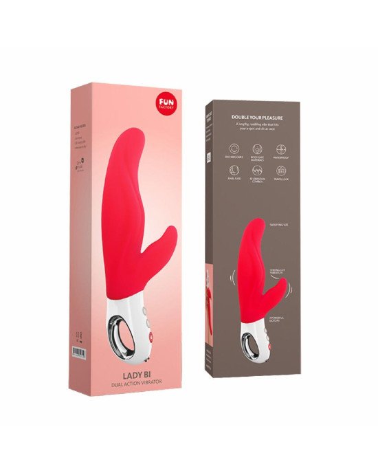 Вібратор-кролик для точки А Fun Factory LADY BI india red, 2 мотори, 12 режимів