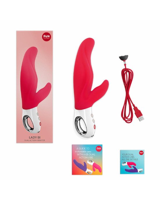 Вібратор-кролик для точки А Fun Factory LADY BI india red, 2 мотори, 12 режимів