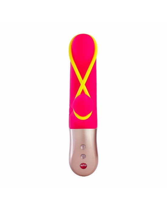 Мінівібратор-кролик зі стимулювальною стрічкою Fun Factory AMORINO pink/neon yellow, стрічка знімна Мінівібратор-кролик зі стимулювальною стрічкою Fun Factory AMORINO pink/neon yellow, стрічка знімна
