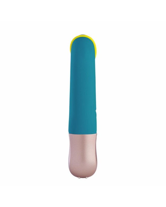 Мінівібратор-кролик зі стимулювальною стрічкою Fun Factory AMORINO petrol/neon yellow, стрічка знімна Мінівібратор-кролик зі стимулювальною стрічкою Fun Factory AMORINO petrol/neon yellow, стрічка знімна
