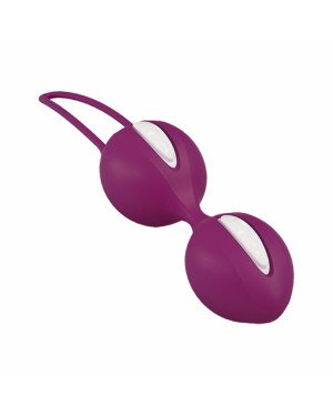 Вагінальні кульки Fun Factory SMARTBALLS DUO, бордово-білі, 2 шт, діаметр 3,2 та 3,6 см