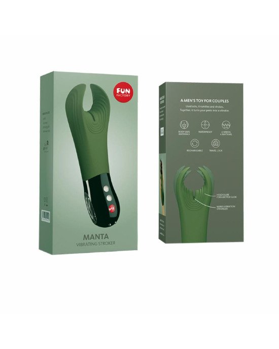 Вібратор для пеніса Fun Factory MANTA moss green/black, підходить для парних ігор Вібратор для пеніса Fun Factory MANTA moss green/black, підходить для парних ігор