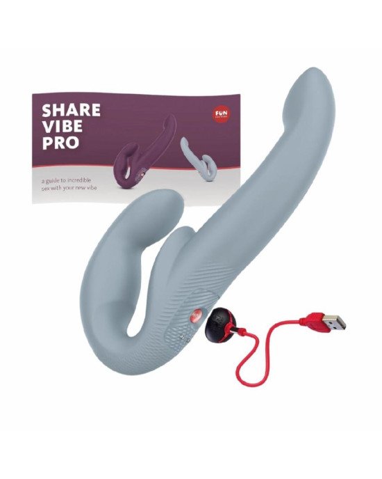Безремінний страпон з вібрацією Fun Factory SHARE VIBE PRO cool grey, регульований