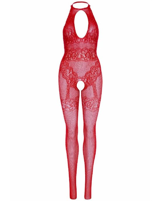 Бодістокінг Leg Avenue Rhinestone Lace and Net Bodystocking Red One Size Бодістокінг Leg Avenue Rhinestone Lace and Net Bodystocking Red One Size
