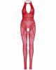 Бодістокінг Leg Avenue Rhinestone Lace and Net Bodystocking Red One Size Бодістокінг Leg Avenue Rhinestone Lace and Net Bodystocking Red One Size