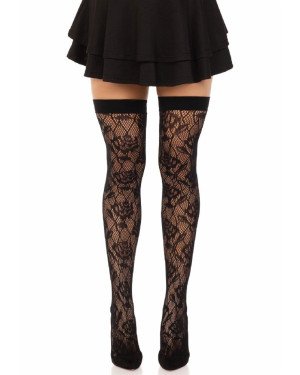 Панчохи Leg Avenue Wild rose net thigh highs One Size