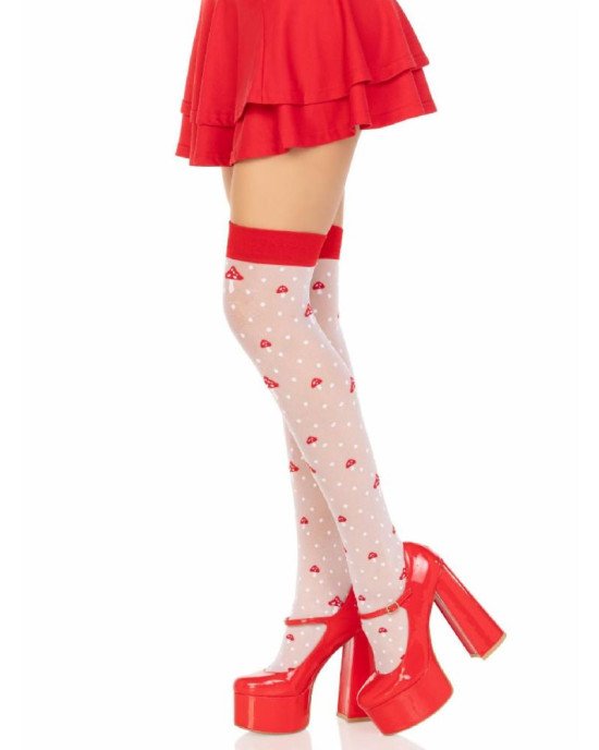 Панчохи Leg Avenue Polka Dot Mushroom Thigh Highs One Size Панчохи Leg Avenue Polka Dot Mushroom Thigh Highs One Size