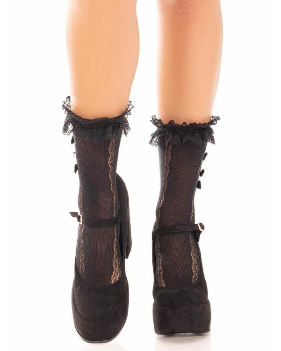 Шкарпетки ажурні з рюшами Leg Avenue Mini Bow Lace Anklet Black Шкарпетки ажурні з рюшами Leg Avenue Mini Bow Lace Anklet Black