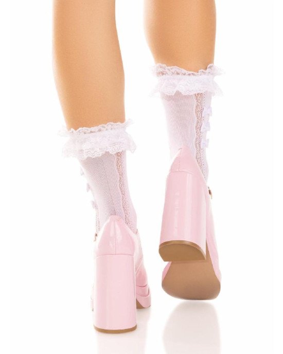 Шкарпетки ажурні з рюшами Leg Avenue Mini Bow Lace Anklet White Шкарпетки ажурні з рюшами Leg Avenue Mini Bow Lace Anklet White