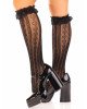 Шкарпетки ажурні з рюшами Leg Avenue Sweetheart Ruffle Cuff Knee Highs Black, високі