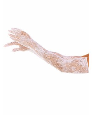 Мітенки Leg Avenue Lace Opera Length Gloves White Мітенки Leg Avenue Lace Opera Length Gloves White