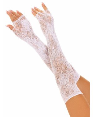 Мітенки Leg Avenue Lace Opera Length Fingerless Gloves White Мітенки Leg Avenue Lace Opera Length Fingerless Gloves White