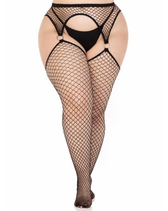 Панчохи Leg Avenue Stokings with O-ring Attached Garter Belt Black 1X/2X Панчохи Leg Avenue Stokings with O-ring Attached Garter Belt Black 1X/2X
