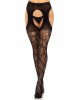 Панчохи Leg Avenue Eyelet lace suspender hose Black One Size Панчохи Leg Avenue Eyelet lace suspender hose Black One Size