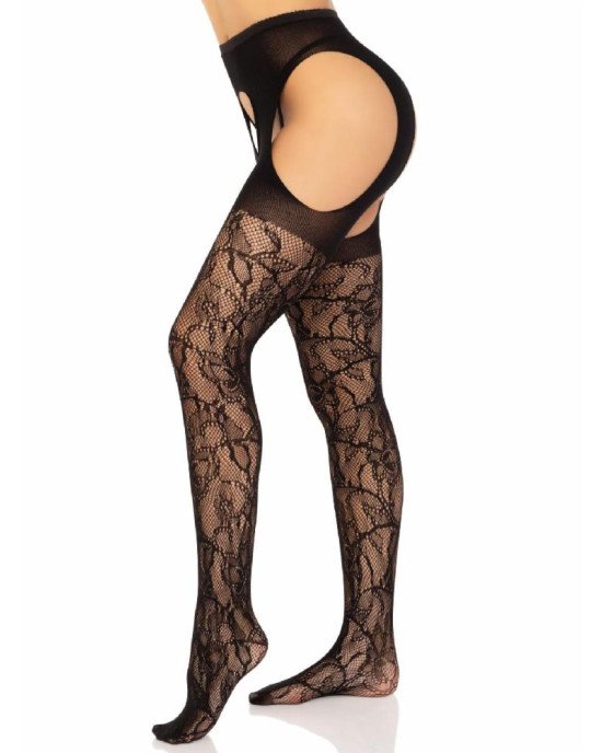 Панчохи Leg Avenue Eyelet lace suspender hose Black One Size Панчохи Leg Avenue Eyelet lace suspender hose Black One Size