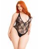 Боді Leg Avenue Floral lace deep-V teddy Black 1X/2X Боді Leg Avenue Floral lace deep-V teddy Black 1X/2X