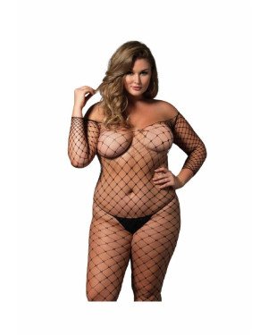 Бодістокінг Leg Avenue Off the shoulder bodystocking Black Queen Size