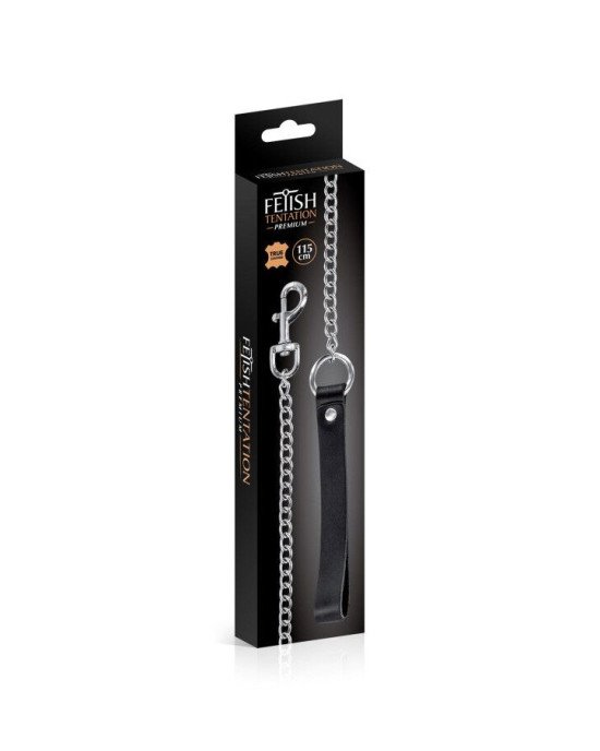 Повідець Fetish Tentation Premium Metal leash with cowhide leather wrist 115 см Повідець Fetish Tentation Premium Metal leash with cowhide leather wrist 115 см
