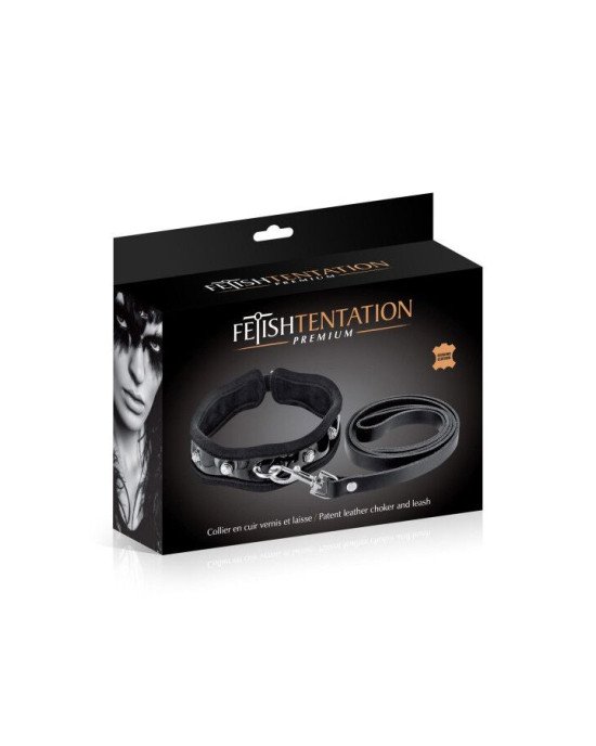 Повідець Fetish Tentation Premium Patent leather chocker and leash