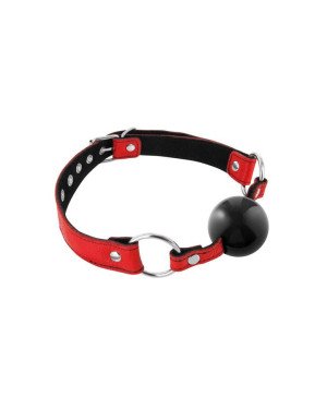 Кляп Fetish Tentation Premium Leather gag with silicone ball Red