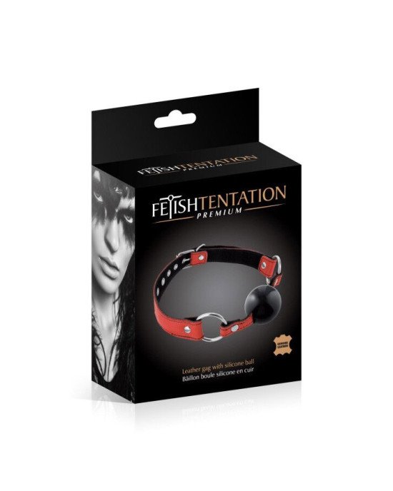 Кляп Fetish Tentation Premium Leather gag with silicone ball Red Кляп Fetish Tentation Premium Leather gag with silicone ball Red