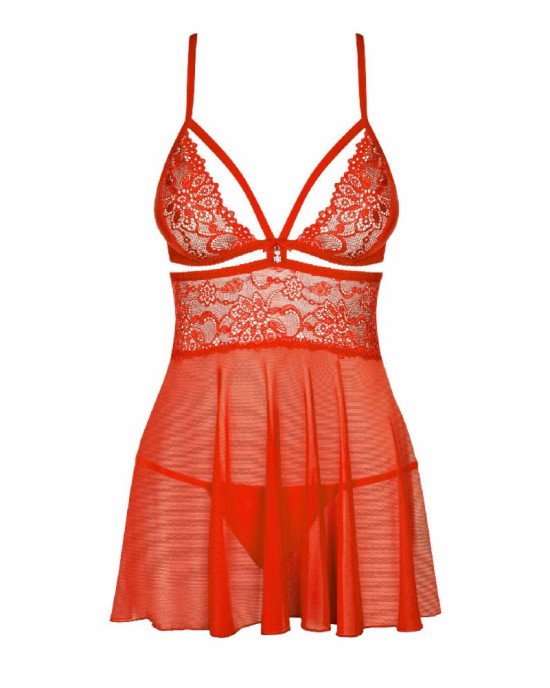 (SALE) Бебі-дол Obsessive 838-BAB-3 babydoll & thong red S/M (SALE) Бебі-дол Obsessive 838-BAB-3 babydoll & thong red S/M
