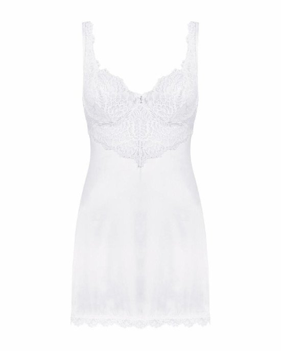 (SALE) Сорочка Obsessive Amor Blanco underwire chemise & thong white L/XL (SALE) Сорочка Obsessive Amor Blanco underwire chemise & thong white L/XL