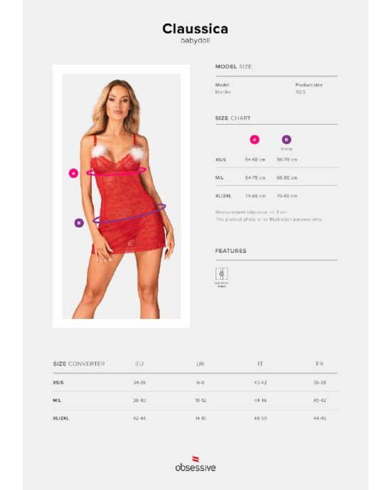 Сорочка Obsessive Claussica XL/2XL Сорочка Obsessive Claussica XL/2XL