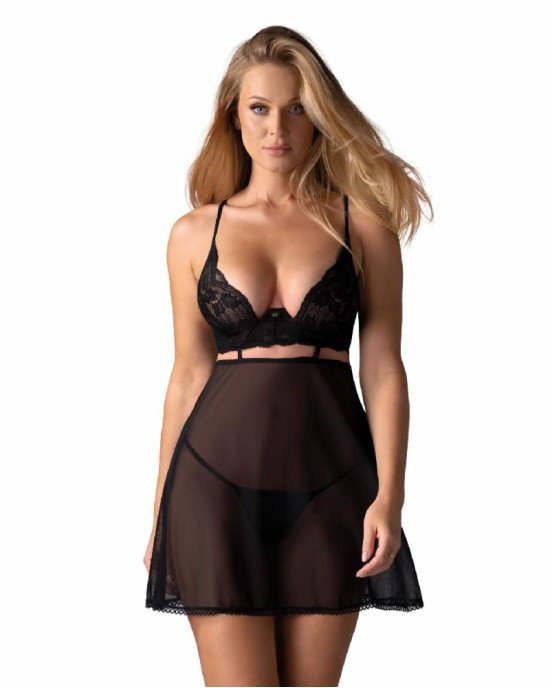 Бебі-дол Obsessive Nutris babydoll & thong XL/2XL Бебі-дол Obsessive Nutris babydoll & thong XL/2XL