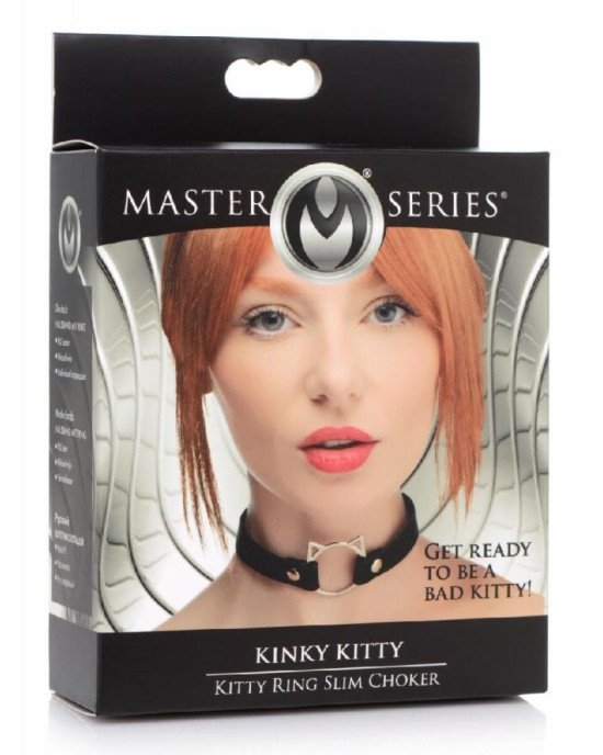 Чокер Master Series Kinky Kitty Ring Slim Choker - Black Чокер Master Series Kinky Kitty Ring Slim Choker - Black