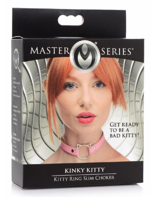 Чокер Master Series Kinky Kitty Ring Slim Choker - Pink Чокер Master Series Kinky Kitty Ring Slim Choker - Pink