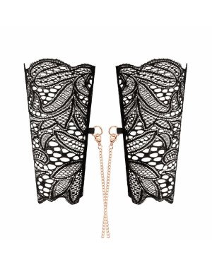 Мереживні наручники та комір Rosy Gold - Lace Cuffs and Collar - Black
