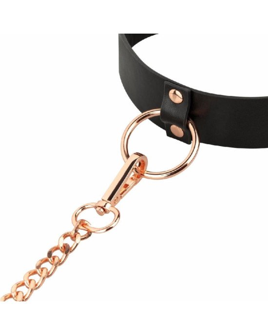 Нашийник з повідцем Rosy Gold - Collar with Leash - Black