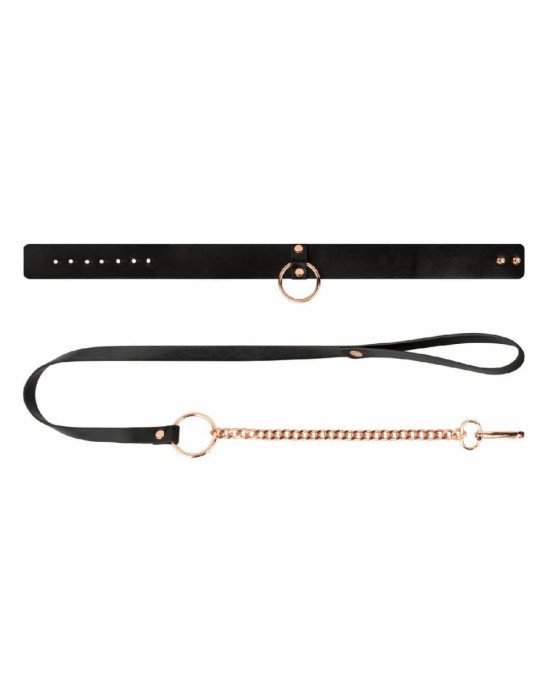 Нашийник з повідцем Rosy Gold - Collar with Leash - Black