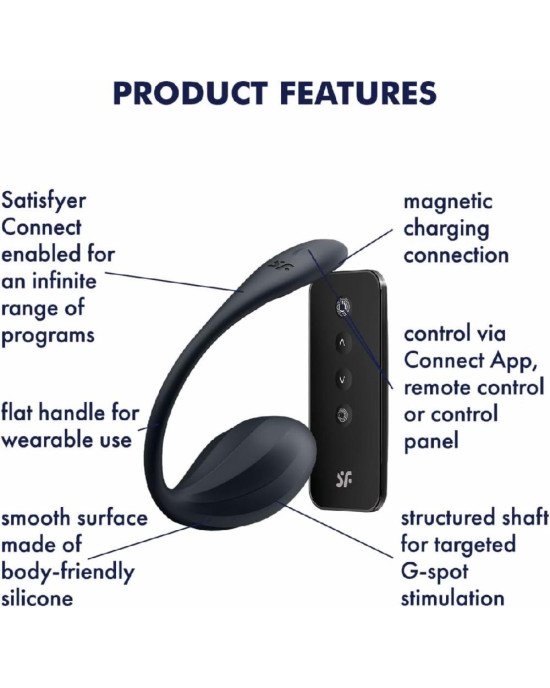 Віброяйце Satisfyer Ribbed Petal Connect App Black Віброяйце Satisfyer Ribbed Petal Connect App Black