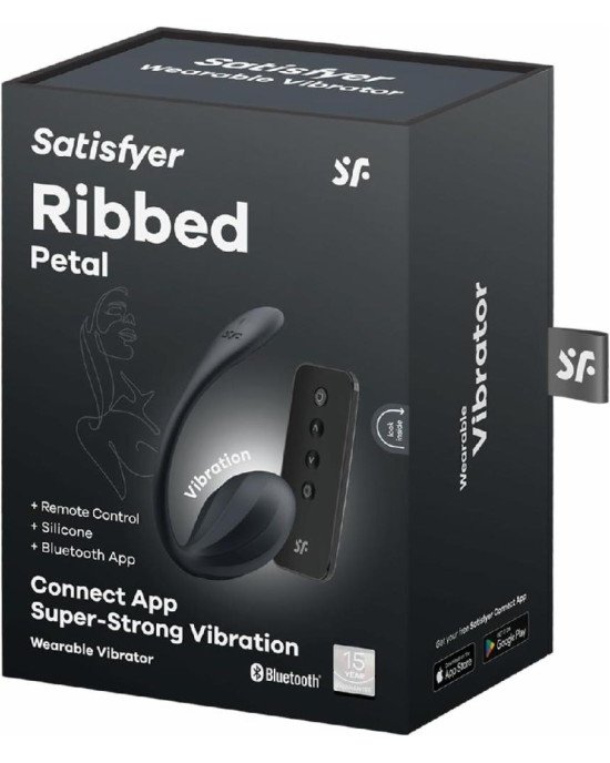 Віброяйце Satisfyer Ribbed Petal Connect App Black Віброяйце Satisfyer Ribbed Petal Connect App Black